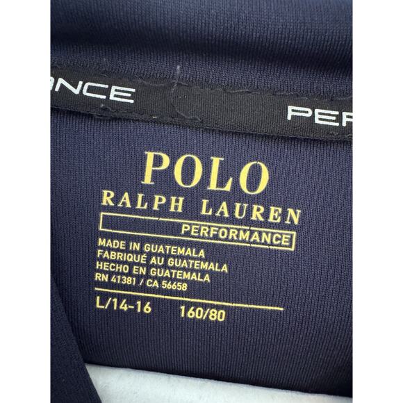 Polo Ralph Lauren Boys L 14-16 Performance Navy Pull Over Hooded Big Pony - Picture 2 of 15